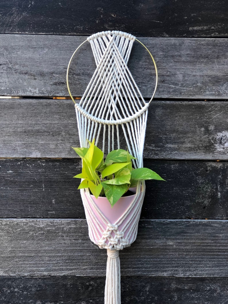 RING Macrame Plant Wall Hanger Handmade Metal Ring Etsy