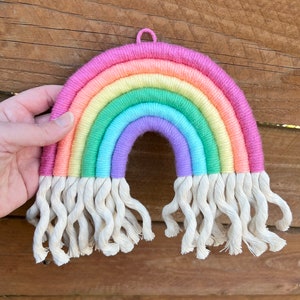 SHERBET RAINBOW Macrame Wall Hanging Traditional Pastel Bright Rainbow image 2