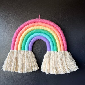 SHERBET RAINBOW Macrame Wall Hanging Traditional Pastel Bright Rainbow image 3