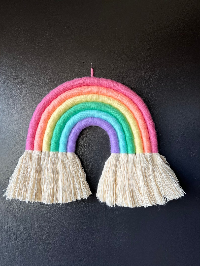 SHERBET RAINBOW Macrame Wall Hanging Traditional Pastel Bright Rainbow image 3