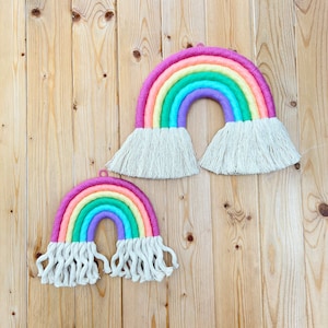 SHERBET RAINBOW Macrame Wall Hanging Traditional Pastel Bright Rainbow image 1