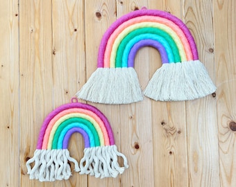 SHERBET RAINBOW | Macrame Wall Hanging | Traditional Pastel Bright Rainbow