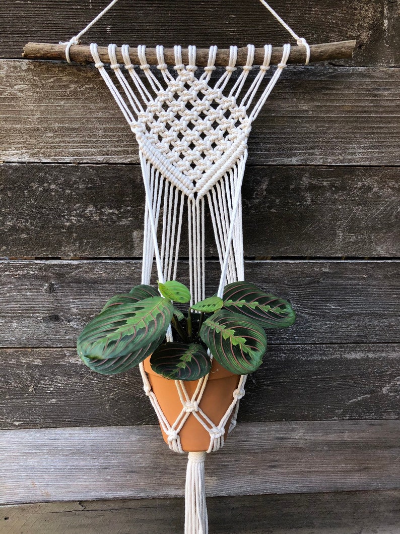 DIAMOND Wall Hanger Macrame Plant Handmade Houseplant Planter Boho Scandi Midcentury image 2