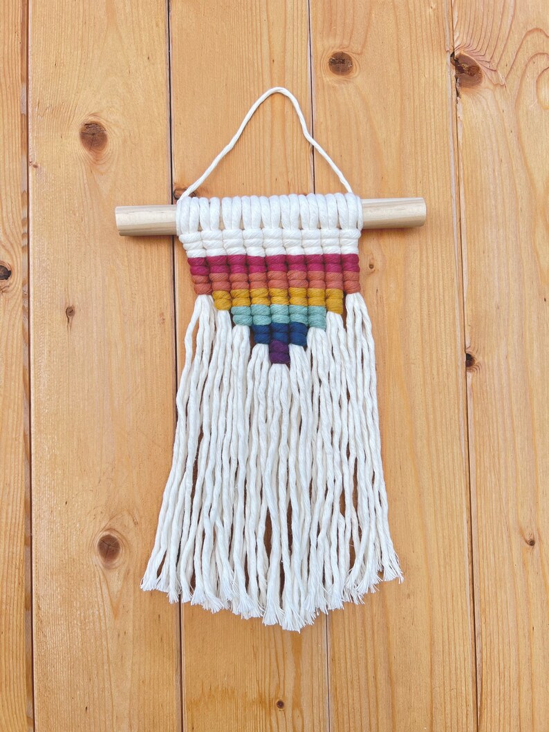 MINI RAINBOW Macramé Wall Hanging Woven Decor Boho Scandi Midcentury image 2