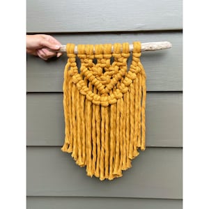 CHUNKY WALL HANGING Macramé Mustard Decor Fringe Boho Scandi Midcentury image 1