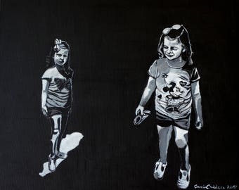 Portrait Devictoria in black and white on canvas.