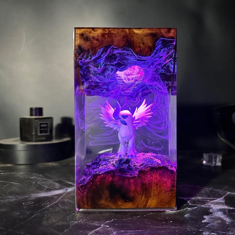Mega Absol Resin Lamp | Handmade Pokémon LED Light | Dark Type ...
