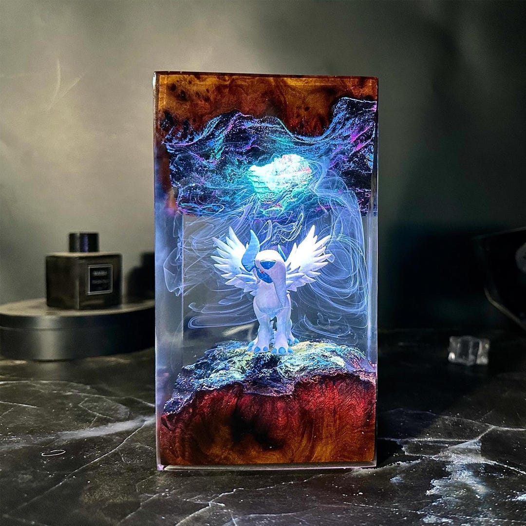 Mega Absol Resin Lamp | Handmade Pokémon LED Light | Dark Type ...