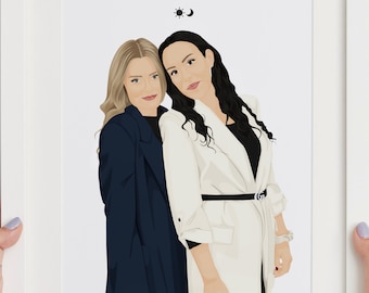 Personalized Friends Portrait from Photo - BestFriend Illustration