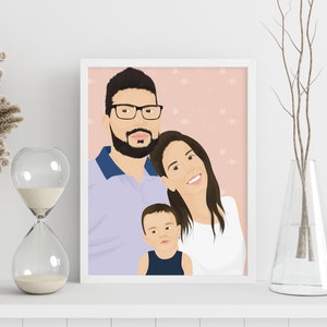 Custom Couple Family Love Portrait with Background- Personalised Anniversary Print - Valentine Personalized Gift