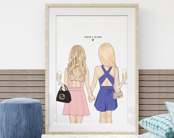 Custom Couple BestFriend Portrait - Stampa personalizzata - Regalo personalizzato per i migliori amici