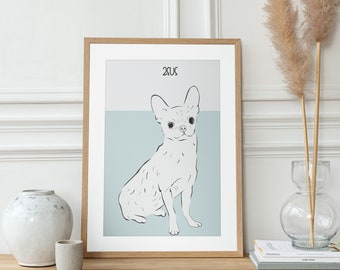 Personalized Pet Portrait Print - Custom Line Art Pet Portrait Illustration - Last Minute Gift