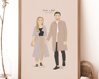 Custom couple print, Gifts For Couple, Personalized Couple Portrait Gifts, Valentine's Day Gift