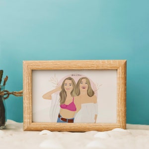 Custom Couple Cartoon BestFriend Portrait - Estilo de dibujos animados - Impresión personalizada del mejor amigo - Regalo personalizado del mejor amigo
