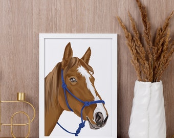 Original Personalized Horse Portrait - Custom Horse Art Print Portrait - Horse Lover Personalized Gift