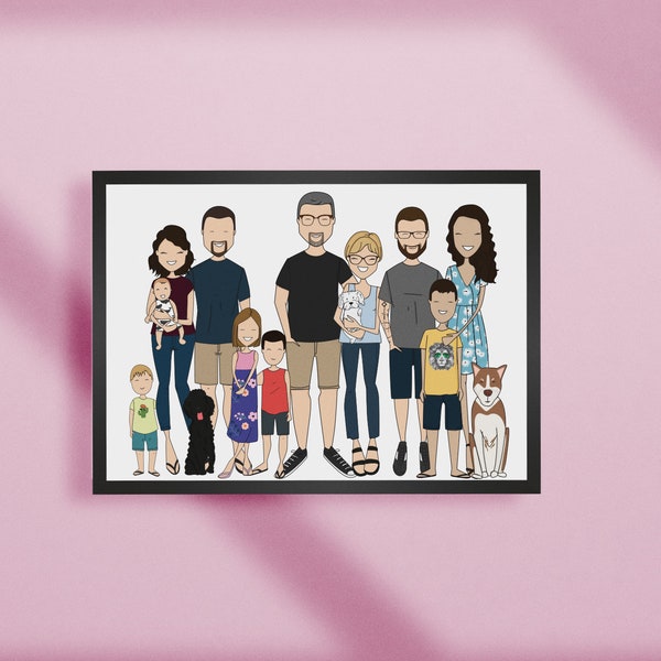 Custom family print, personalised family portrait, family print, family gift, Father's Day Custom Print