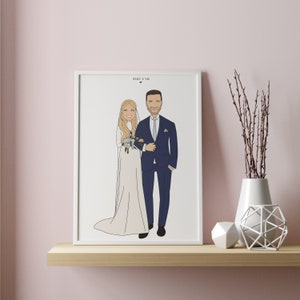 Original Custom Wedding Portrait Illustration  - Original Personalized Wedding Portrait - Anniversary Wedding Personalised Gift