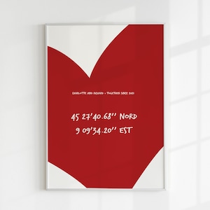 Coordonnées personnalisées cadeau de premier anniversaire - impression d'anniversaire personnalisée - cadeau personnalisé pour couple - cadeau d'anniversaire de dernière minute
