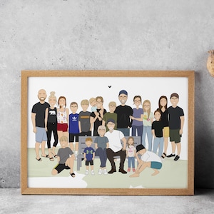 Personalized extended family print gift, personalized father's day portrait, mother's day personalized gift, Father's Day Custom Print