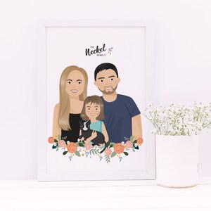 Ritratto di Famiglia Personalizzato, Ritratto di Famiglia Su Misura, Regalo Festa del Papà
