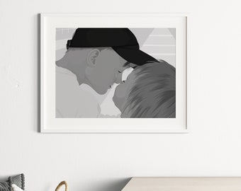 Original Personalized Black and White Portrait - Custom Couple Portrait - Best Friend Portrait - Valentine's Gift