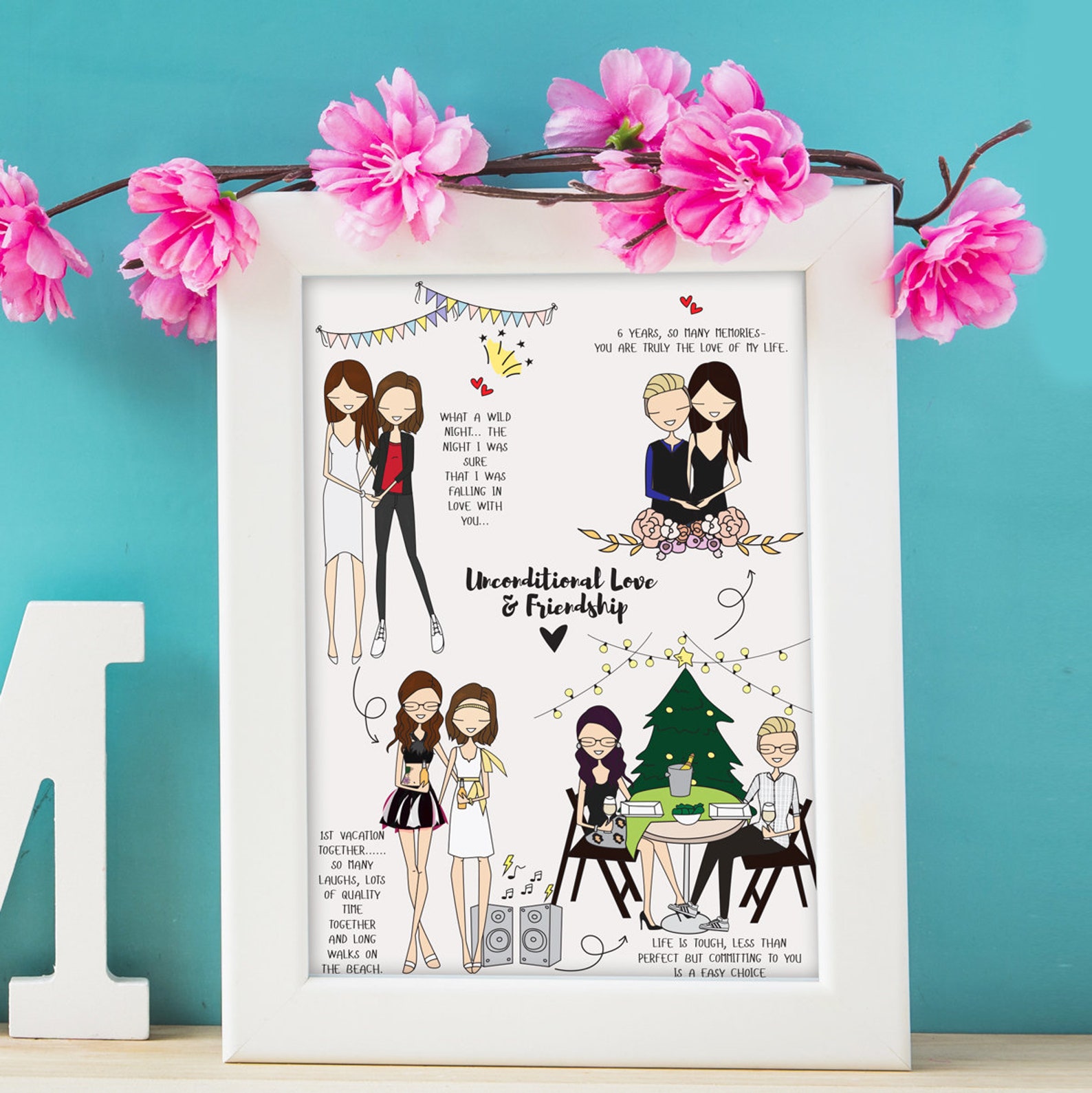 Custom Best Friend Print, Personalised Best Friend Portrait, Best ...