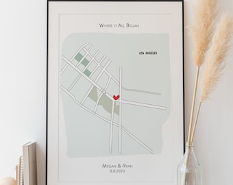 Personalized Love Story Map - Personalized Anniversary Print - Couple Personalized Gift - Last Minute Anniversary Gift