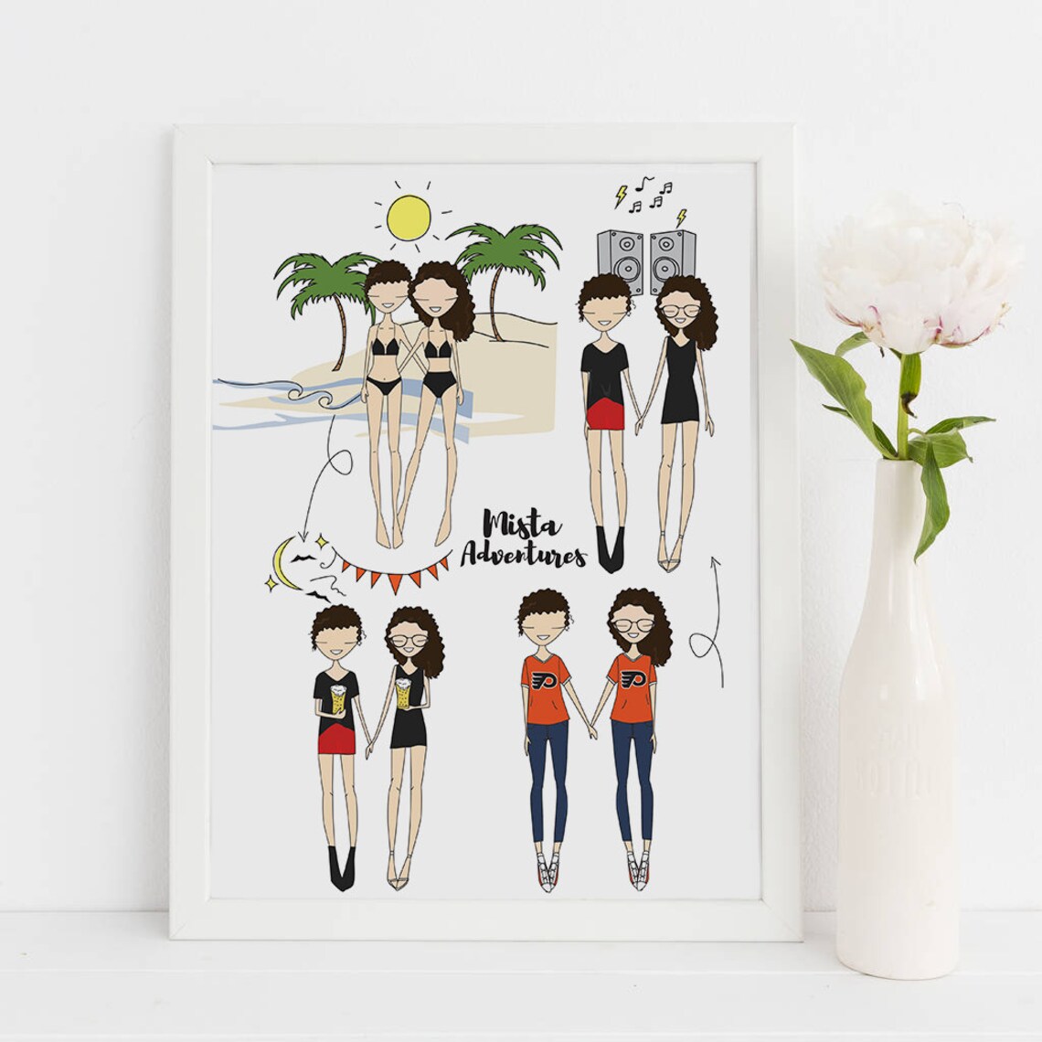 Custom Best Friend Print Personalised Best Friend Portrait | Etsy