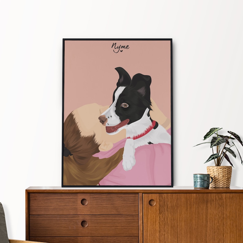 Original Personalized Pet and Owner Portrait