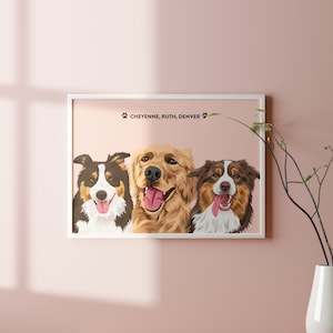 Pet Portrait Custom Personalized Pet Portrait Print - Unique Pet Illustration Gift for Dog & Cat Lovers, Wall Art Decor