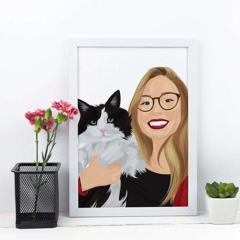 Original Personalized Pet and Owner Portrait Custom Pet Art Etsy
