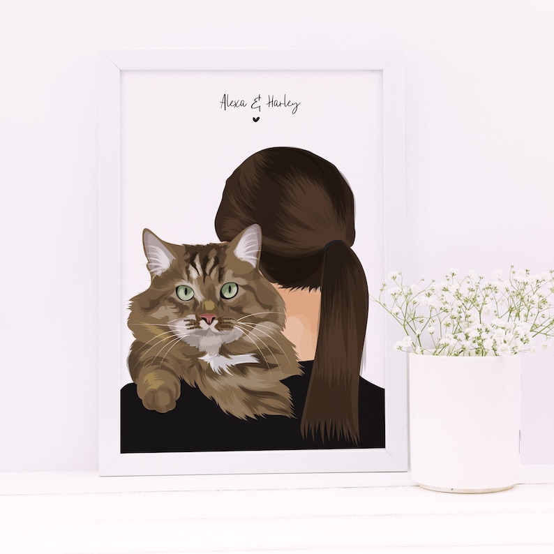 Original Personalized Pet and Owner Portrait