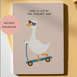 Cartão para impressão do Dia dos Pais, download instantâneo, cartão de felicitações engraçado e engraçado para o pai, design legal e exclusivo