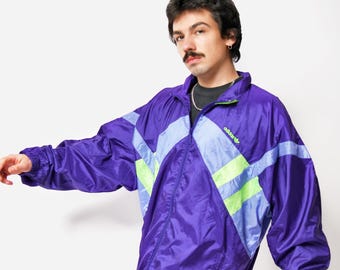 ADIDAS ORIGINALS vintage jacket purple men's 90s 80s retro shell tracksuit top windbreaker XL