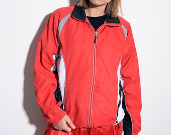 Unisex windbreaker jacket red tracksuit top shell top | Sport active athletic running wind jacket for men & women | Size Medium