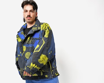 Retro 90s Windbreaker Jacket in Grey Pink Colour Mens | Vintage