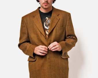 ジャケット・アウター 90s Men's Bigi wool cashmere coat brown 80s Caramel Brown Cashmere Coat Men, Vintage Wool Coat Men