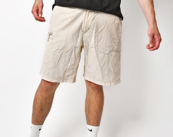 Pantalones cortos vintage beige Columbia para hombre / Pantalones cortos multibolsillos de sarga para senderismo, turismo, safari, campamento / Pantalones cortos clásicos de verano para hombre / Talla M/L