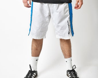 Champion Vintage Badeshorts für Herren weiß blau Old School Y2K