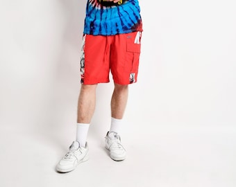 Bañador Nike para hombre, color rojo, estilo años 90, estilo vintage, para playa, talla M