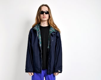 80s Vintage Windbreaker Jacket Navy Dark Blue Colour | Retro