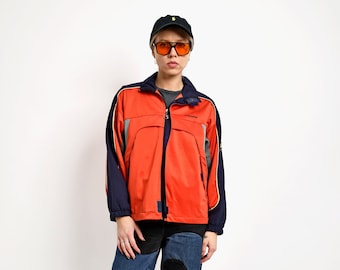 DIADORA 90s track jacket in orange colour unisex | Old School vintage Y2K 00s sports active full zip tracksuit top unisex | XS/S size