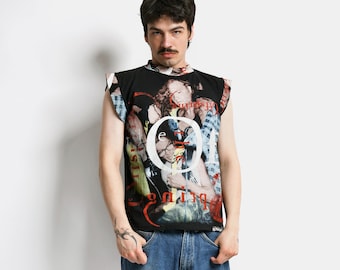 Camiseta sin mangas negra de la banda de rock The Offspring / Camiseta sin mangas de música vintage / Camiseta Empire con estampado gráfico de los años 90 y 80 / Talla S/M