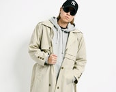 Vintage trench coat women 39 s beige Oversized classic retro 80s 90s detective duster mac casual outerwear long raincoat L XL 42 size