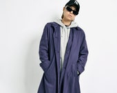 Classic blue trench coat women 39 s Detective autumn fall Y2K 2000s duster mackintosh mac casual outerwear long rain jacket XL size