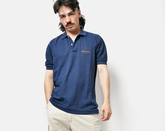 Vintage Hugo Boss Poloshirt in blauer Herrenfarbe | Sommerliches, lässiges, klassisches Preppy-Kurzarm-Poloshirt für Herren | Größe - Großes L