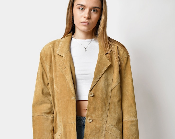 Vintage Orange Leather 'Ricano' Long Coat UK 8 10 main image 0