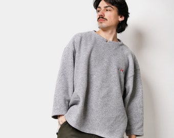 Retro fleece ski pullover in grey colour | Vintage 90s unisex winter jumper | Warm soft and cozy sweatshirt | XL size