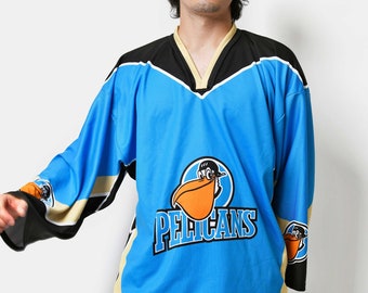 Ice hockey jersey Pelicans blue colour | Sports long sleeve men's shirt | Team sports wear active wear | Large size