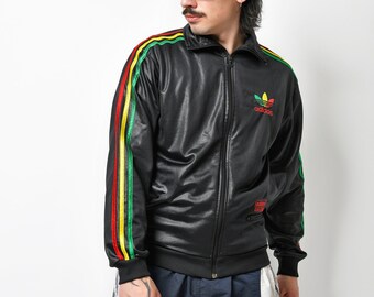 ADIDAS Originals track jacket for men in black with rainbow stripes | Old School 90s vintage sport track jacket | Size - Small S